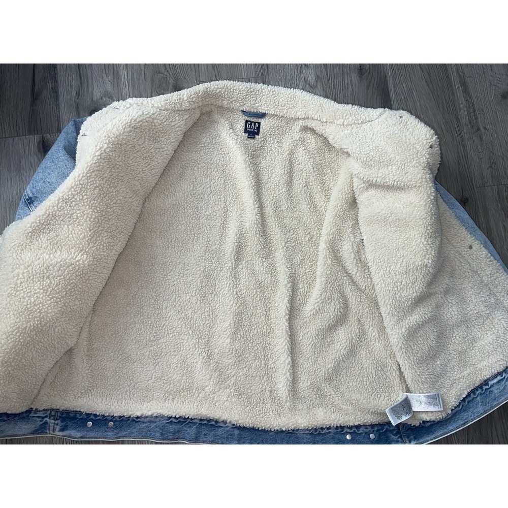 GAP Oversized Sherpa-Lined Icon Denim Jacket Size XL Unisex - Vintage Vibes - Picture 2 of 9